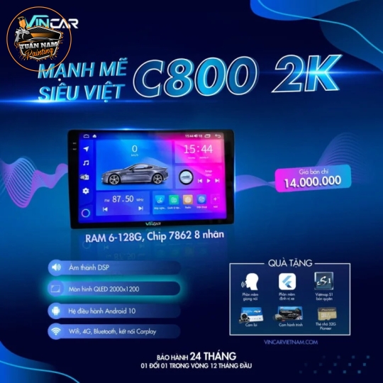 Màn hình Android thông minh Vincar C800 2K